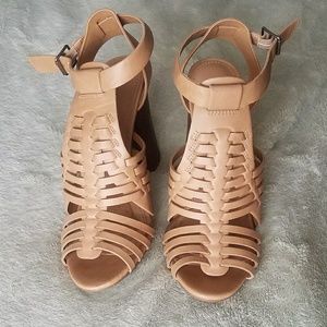 Merona Nude Strappy Block Heel Sandals